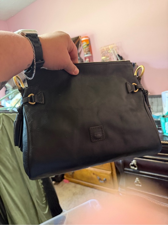 Dooney & Bourke Handbags - Dooney & Bourke Black Leather Shoulder Bag with Gold Hardware